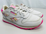 Reebok Classic Running Sneaker White & Pink with Pink Flowers Girls USA 3