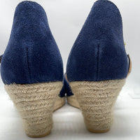 Talbots Wedge Summer Shoe Suede Navy Blue Ladies 9.5