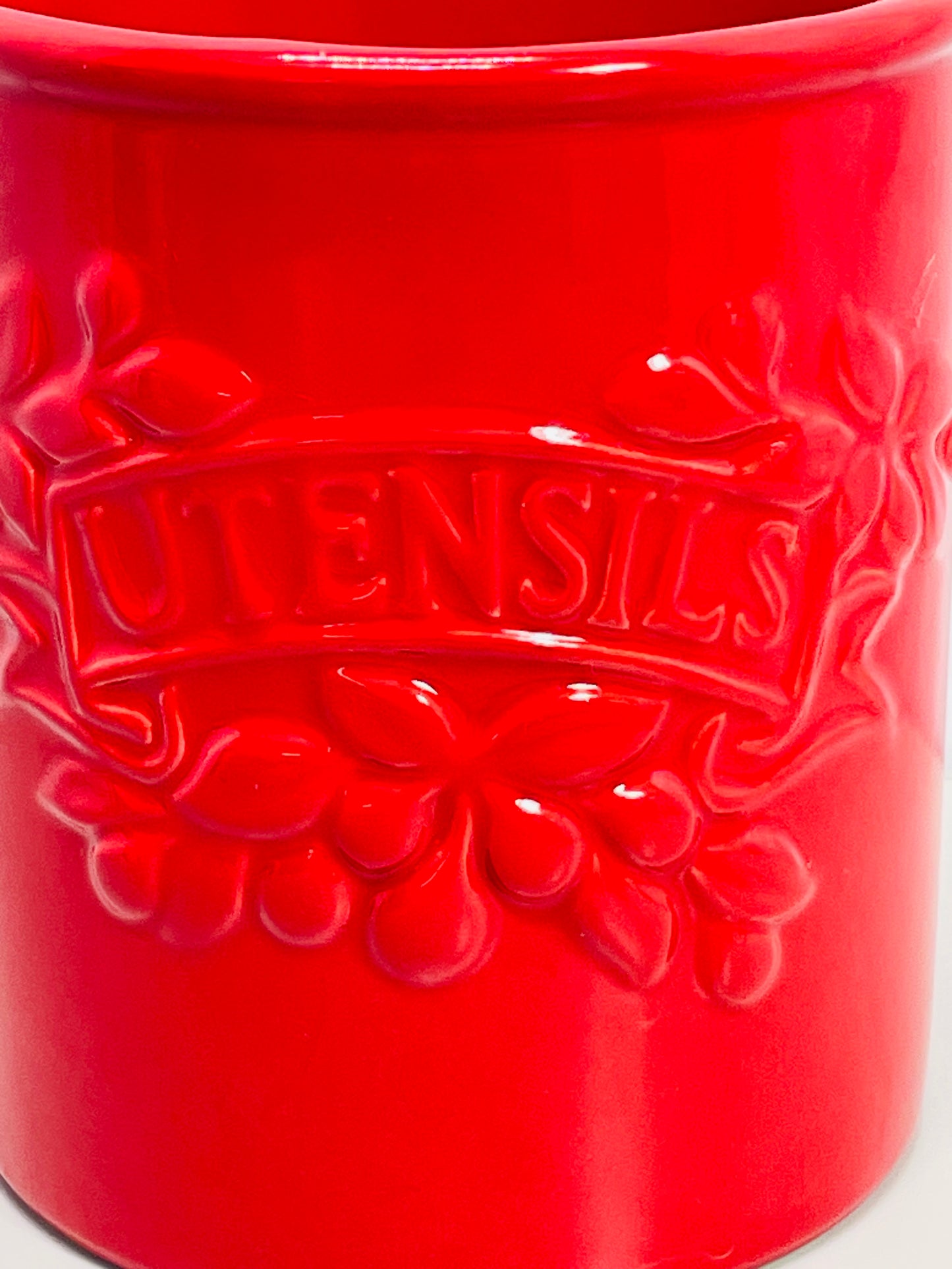 Boston Warehouse Kitchen Utensil Holder RED Ceramic