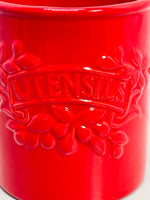 Boston Warehouse Kitchen Utensil Holder RED Ceramic