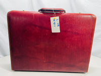 Vintage Hardshell Briefcase Red Leather with thumb Number Locks Left/Right TESTED