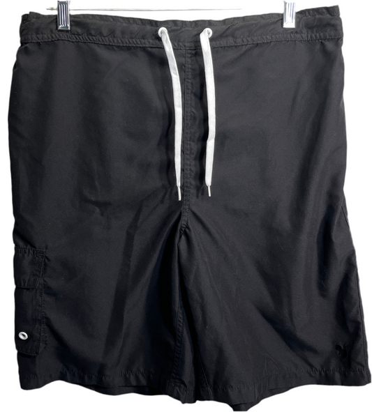 Disney Parks Cargo Shorts Black UNISEX Elastic Waist (34) Adult XL Features Disney Logo DAMAGE