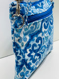 Handmade EUC Purse Crossbody Blue Floral Small 8"