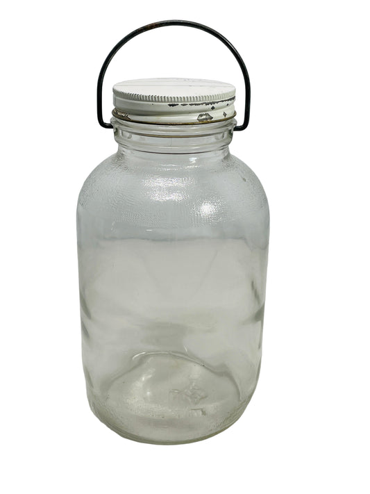 Vintage 9" Glass Jar with Aluminum Twist Cap and Handle