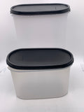 Tupperware 2 PC Storage Container Set Oval Black Lids (2.3 L) (1.1 L)