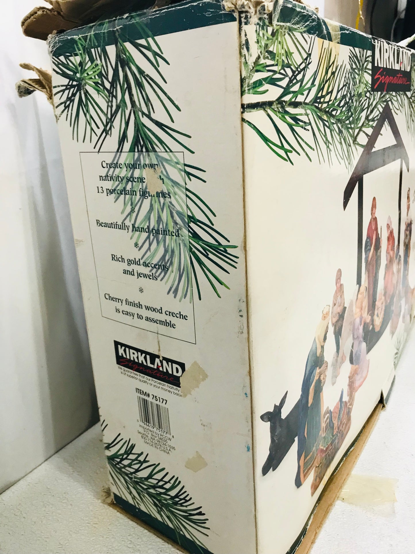 VINTAGE COMPLETE Kirklands Signature 13 PC Nativity Set BROKEN HAND/STAFF * SEE PICS *