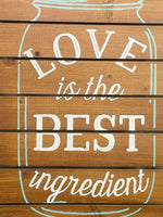 Wall Art Picture Wooden Pallet "LOVE is..." Mason Jar Art 15" x 19" LT WEAR
