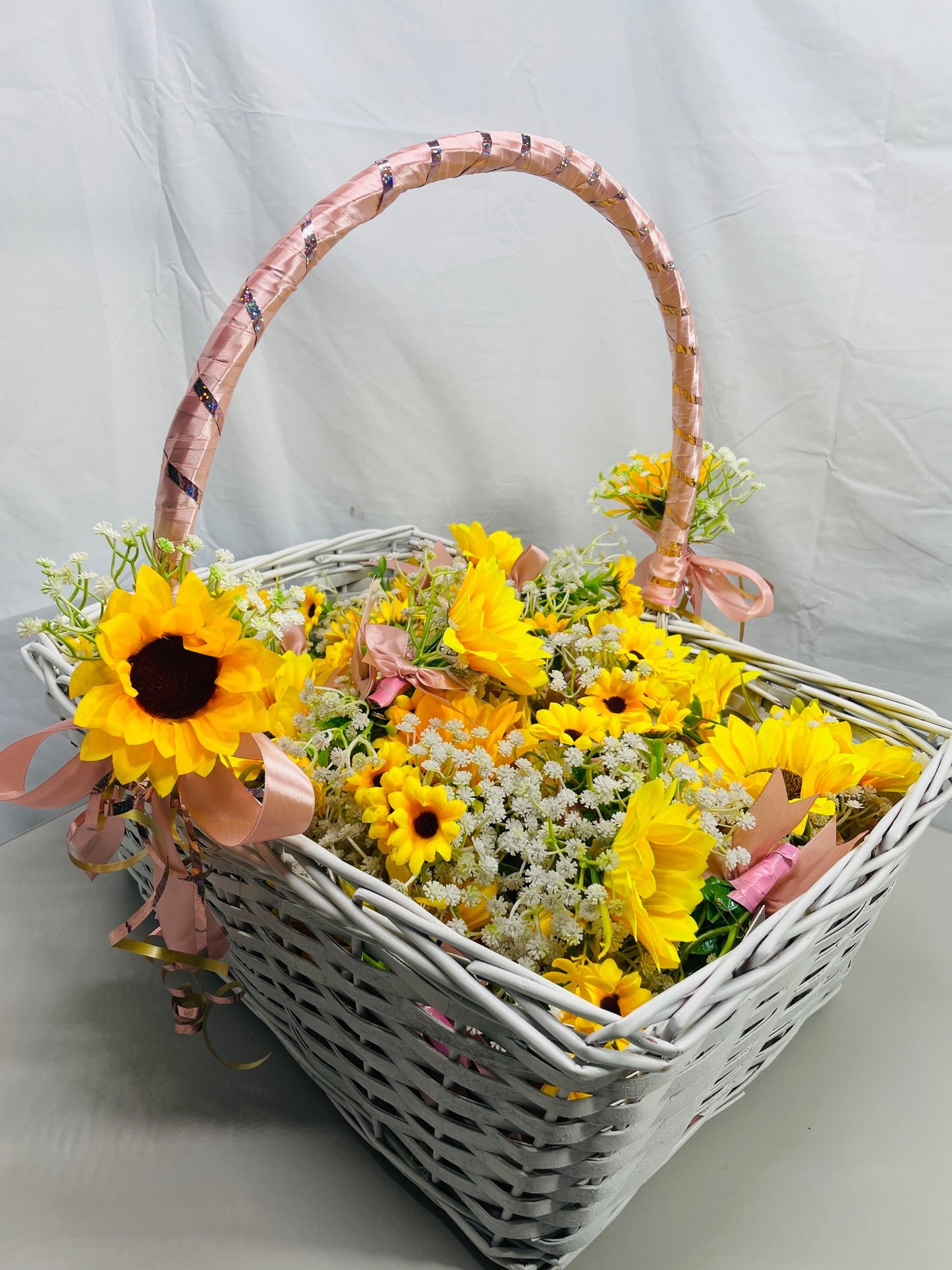 HANDMADE Sunflower Wedding Boutonniere set 113 Ready to Wear with Basket