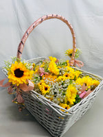 HANDMADE Sunflower Wedding Boutonniere set 113 Ready to Wear with Basket