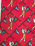Vintage Mens Neck Tie Hatfield House Maroon Golf Theme 100% Silk