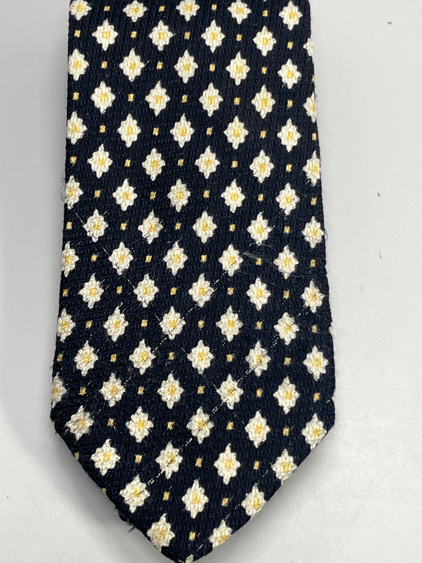 Vintage Mens Neck Tie Brooks Brothers Black with White Flowers 100% Silk