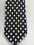 Vintage Mens Neck Tie Brooks Brothers Black with White Flowers 100% Silk
