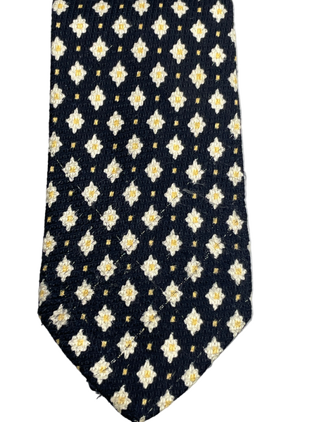 Vintage Mens Neck Tie Brooks Brothers Black with White Flowers 100% Silk