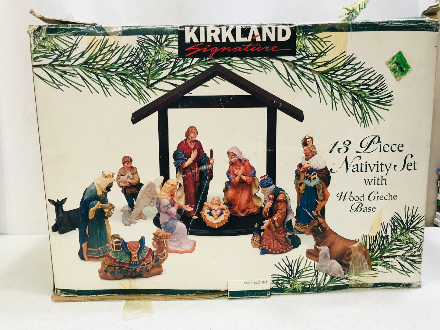 VINTAGE COMPLETE Kirklands Signature 13 PC Nativity Set BROKEN HAND/STAFF * SEE PICS *