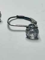 Sterling Silver 925 EARRINGS Dangly Clamp Loop Simple Crystal Stone