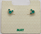 DISNEY MAY Birthstone Earrings with Emerald Green Stone