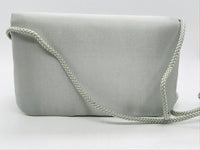 NEW! Sasha Cluch Bag Small Silver Satin with Beaded Front Accents 7" x 5"