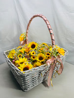 HANDMADE Sunflower Wedding Boutonniere set 113 Ready to Wear with Basket