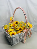 HANDMADE Sunflower Wedding Boutonniere set 113 Ready to Wear with Basket