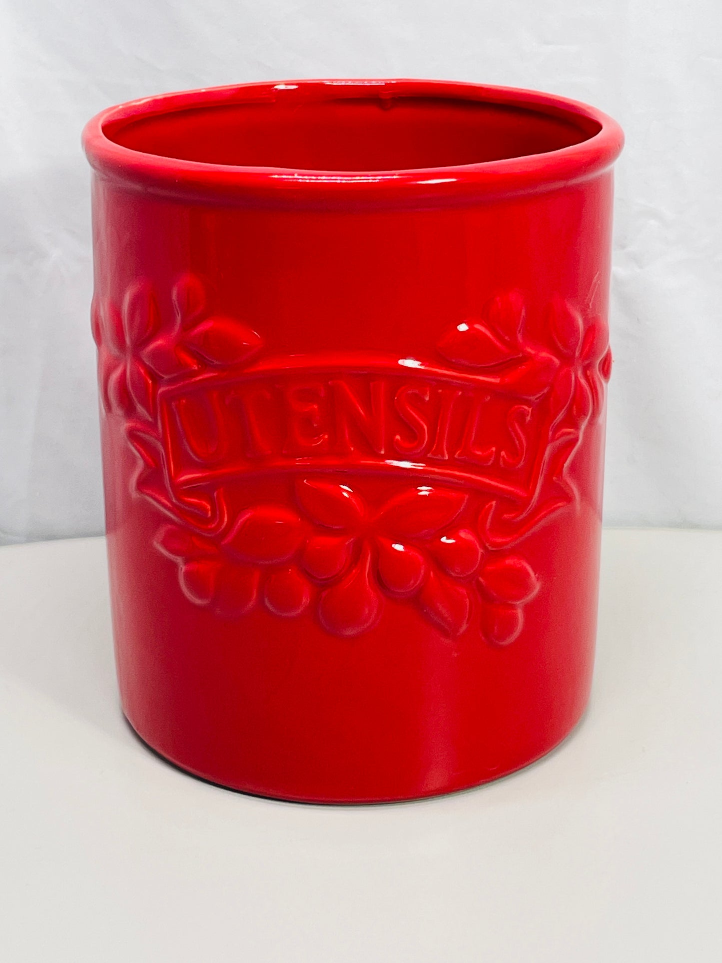 Boston Warehouse Kitchen Utensil Holder RED Ceramic