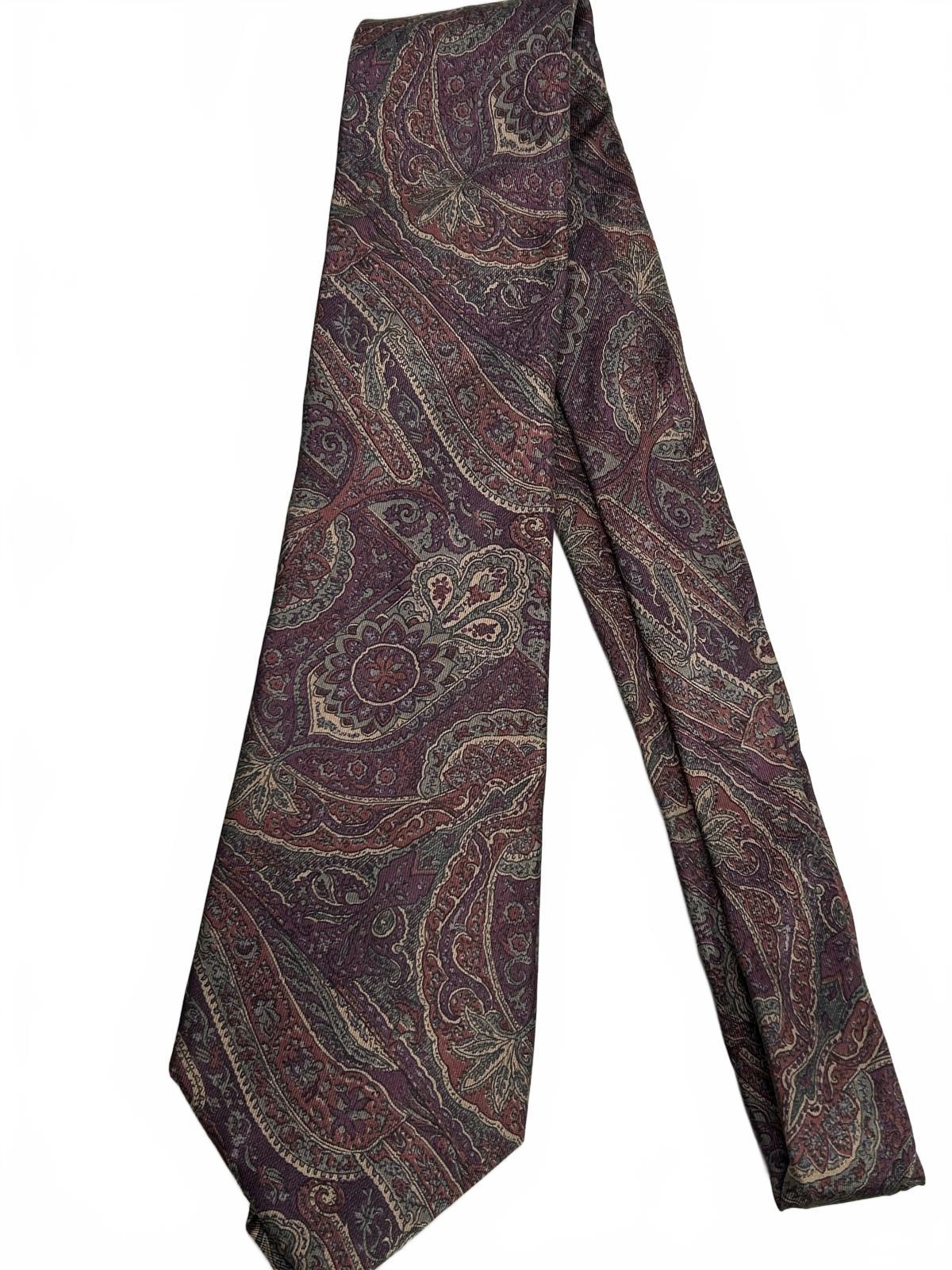 Vintage Geoffrey Beene Mens Necktie Burgundy Paisley 100% Silk