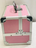 Songmics Caboodle Style Makeup Carry Case Pink & Silver HAS MAKUP STAINING INSIDE & OUT 9" x 7" x 7"