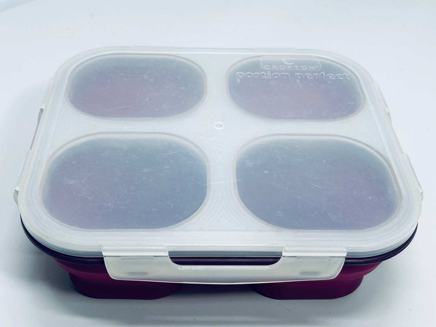 Crofton Portion Control 4 Part (1 cup ea) Food Cups Purple with Lid Collapsible
