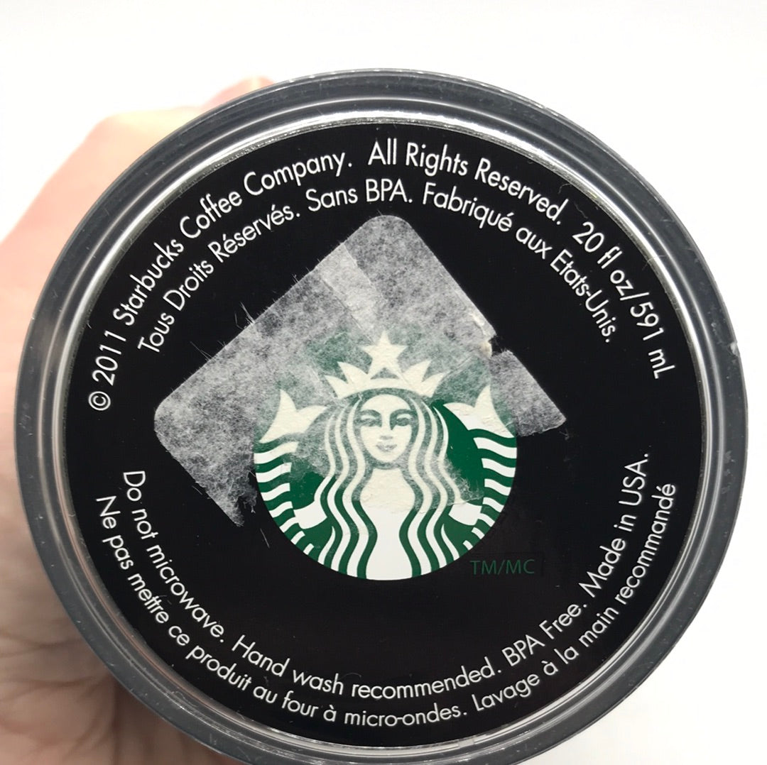 Starbucks 2011 Tall 20 fl oz Double Wall Insulated Tumbler Black with Green Logo