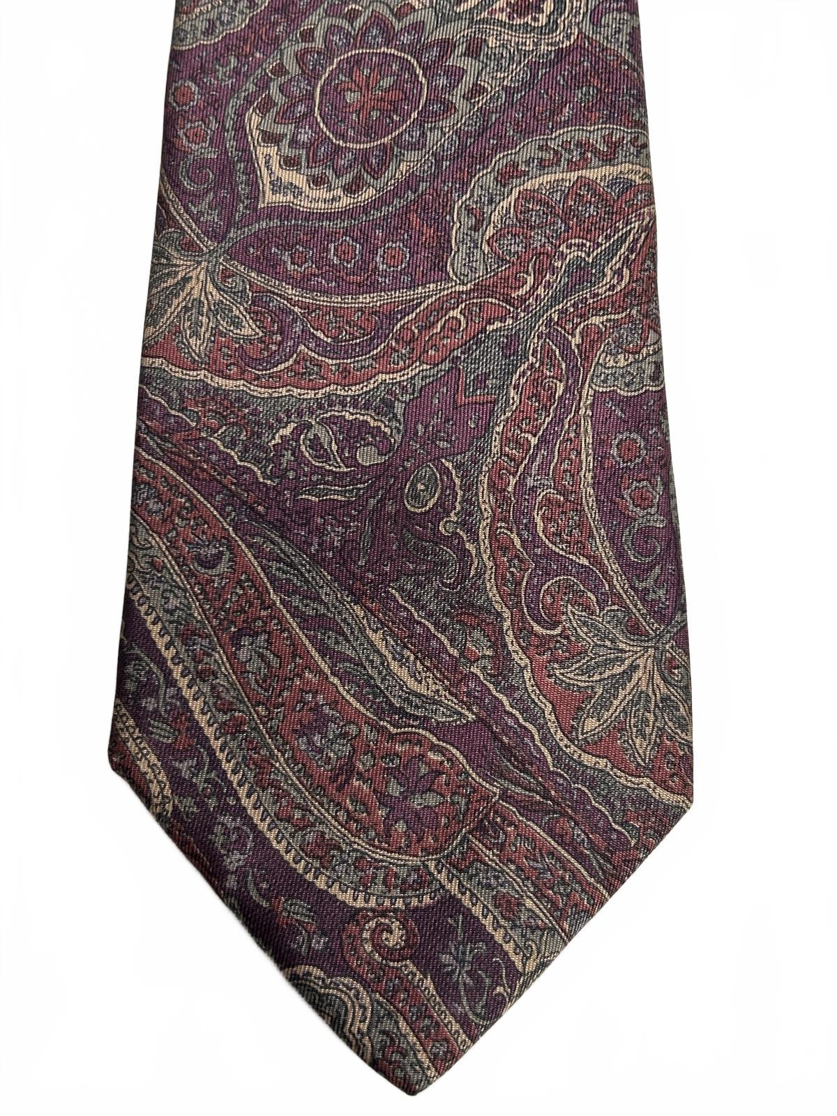 Vintage Geoffrey Beene Mens Necktie Burgundy Paisley 100% Silk