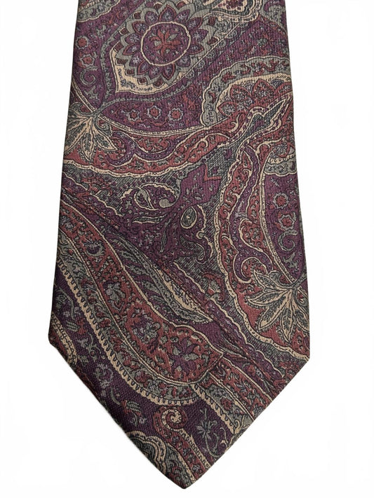 Vintage Geoffrey Beene Mens Necktie Burgundy Paisley 100% Silk