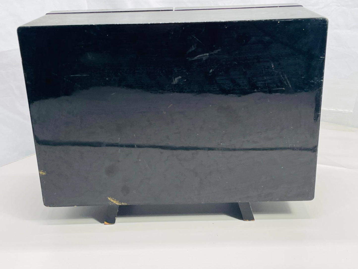 Vintage Japanese Black Laquer Jewelry Box with Windup Dancer (tested) NO KEY