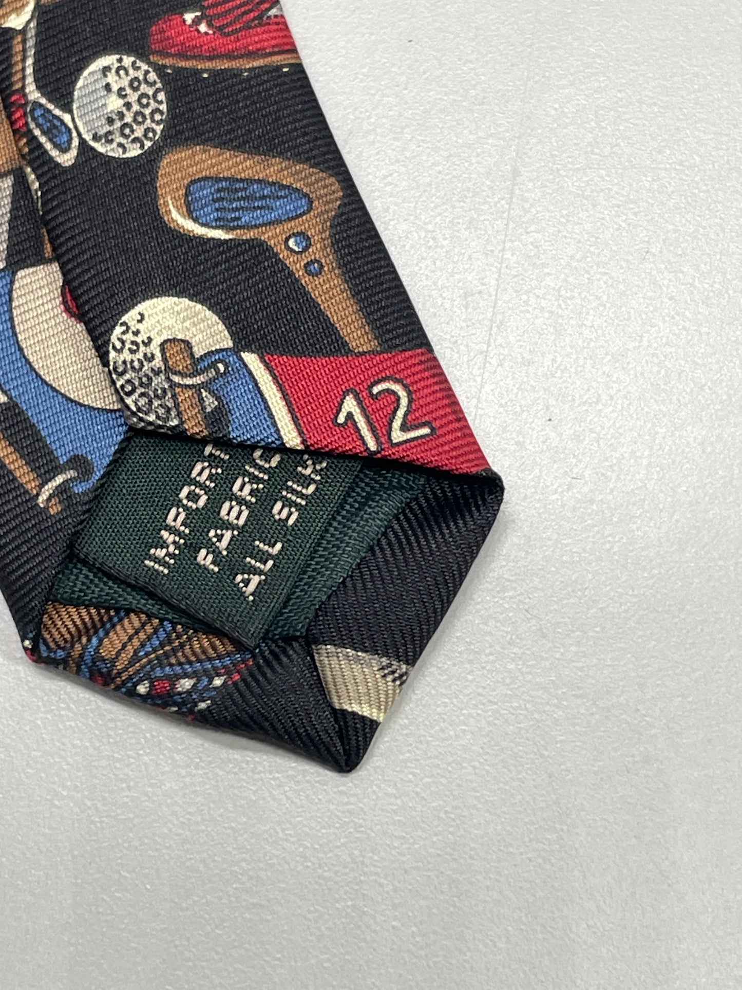 Vintage Mens Neck Tie Jack Nicklaus Black Golf Theme