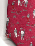 Vintage Mens Neck Tie Kent & Curwen Burgundy Golf Theme 100% Silk