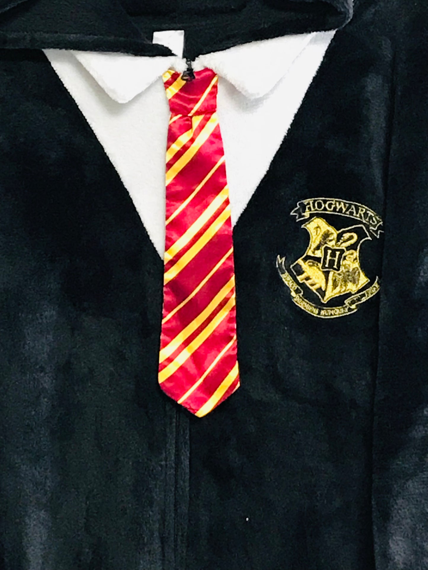 COSTUME Harry Potter Hogwarts Cozy Fuzzy Hooded One Piece Sleeper Pajamas or Costume! Adult XL FRESHLY LAUNDERED TOO!