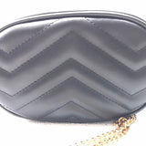 Faux Leather Black Quilted Purse Oval Gold Chain Strap 7" x 5"