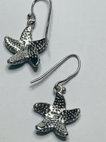 Sterling Silver 925 EARRINGS Dangly Starfish with Abalone inset