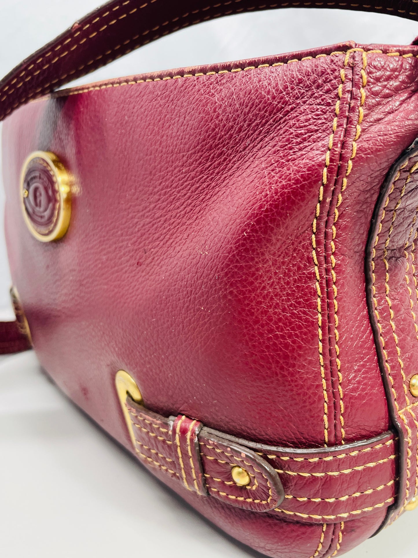 Vintage Etienne Aigner Purse Leather Red Burgundy 77810