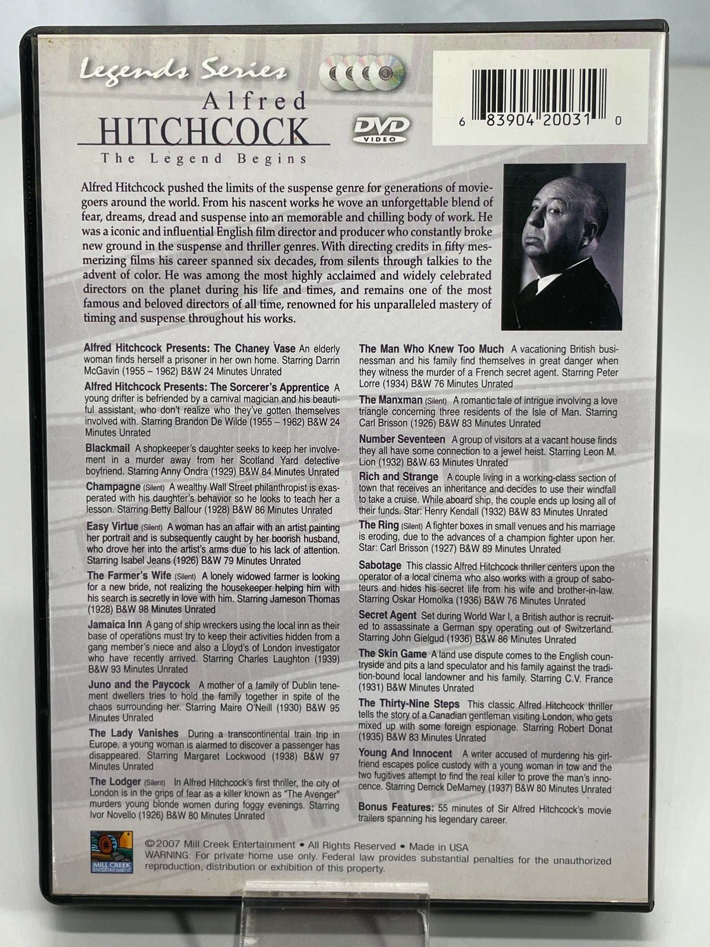 DVD 2007 Alfred Hitchcock 20 Movie Classics Legends Series