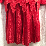 Simon Sez 2 PC Skirt Outfit Silky Floral Red With Shoulder Pads too!  FRESHLY LAUNDERED Ladies 14