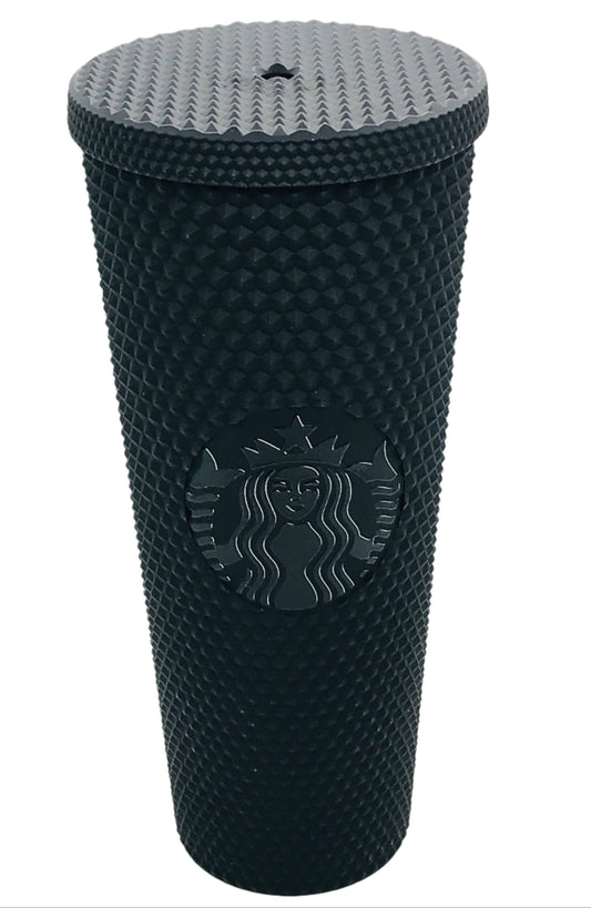 EUC NO STRAW Starbucks Plastic 2021 Black Matte Studded Venti Tumbler, 24 oz