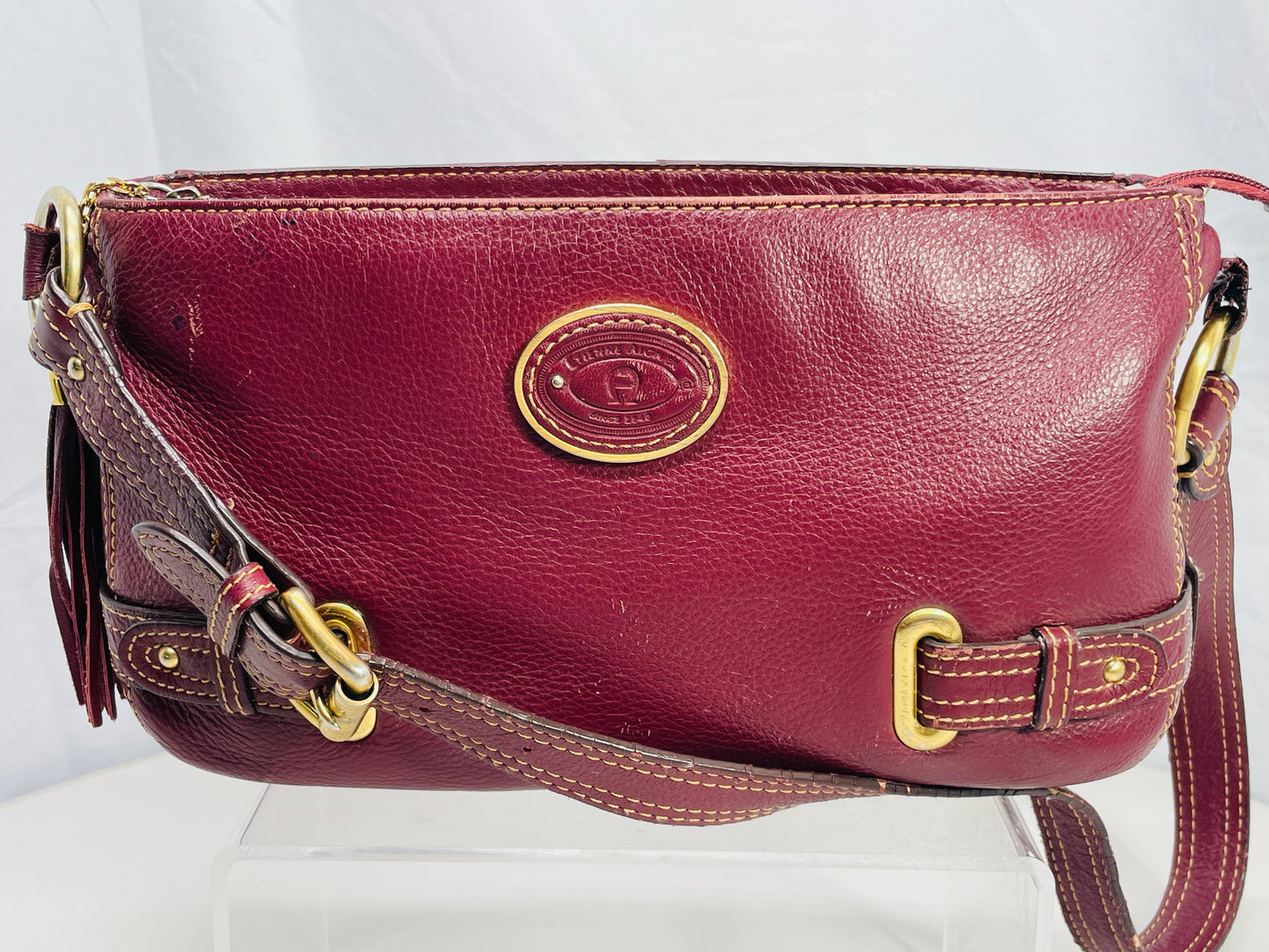 Vintage Etienne Aigner Purse Leather Red Burgundy 77810