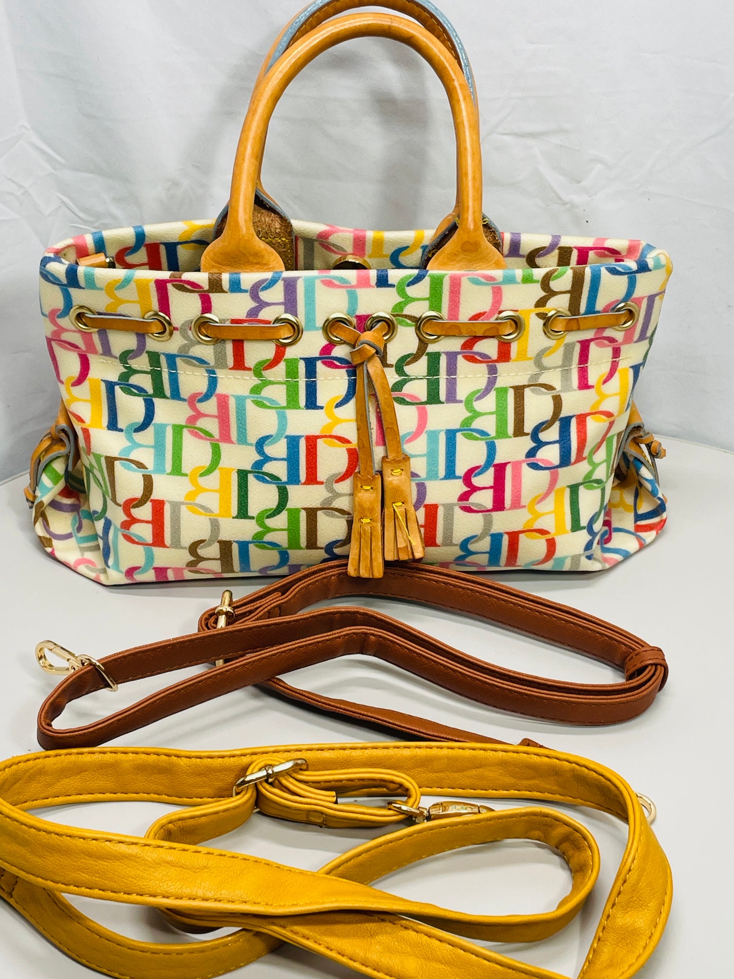 VINTAGE Dooney & Bourke Purse with Rainbow Signature Initial Logo Y2K