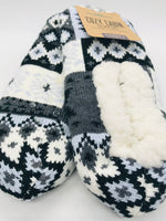 NEW! Northeast Outfitters Cozy Cabin Slipper Socks Gray & Purple Ladies 5-10