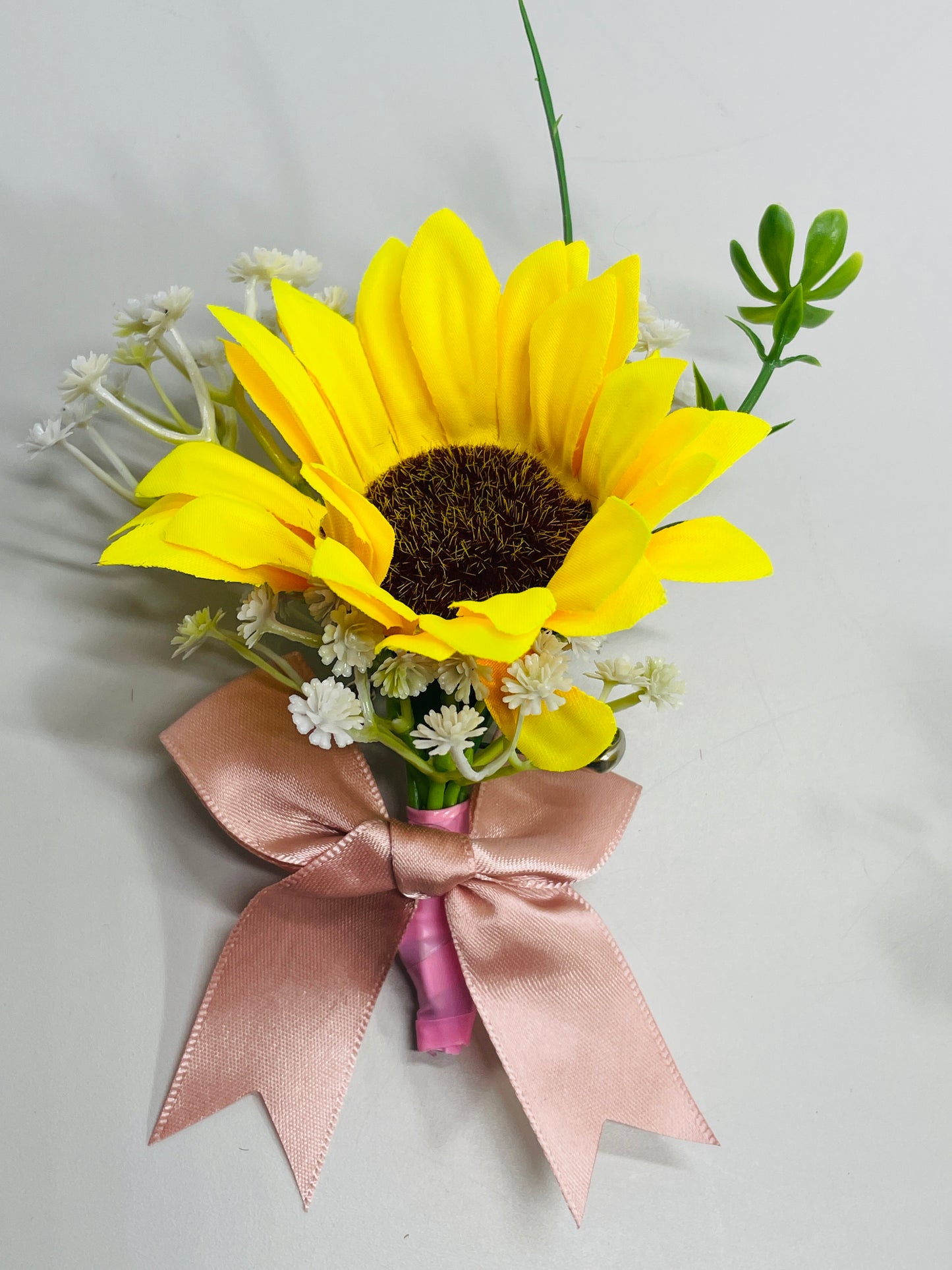 HANDMADE Sunflower Wedding Boutonniere set 113 Ready to Wear with Basket