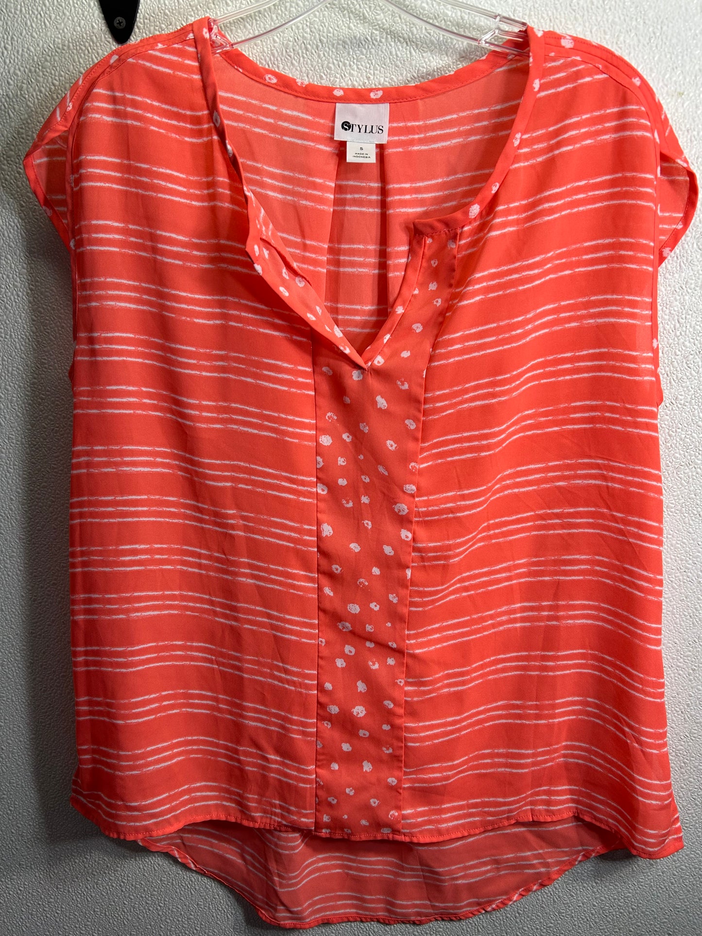 Stylus Sheer Coral / White Sleeveless Shirt Ladies S