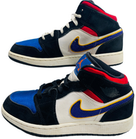Nike Jordan High Top Sneaker Basketball Shoe Lace Up RETRO Black Blue Red Boys 4Y