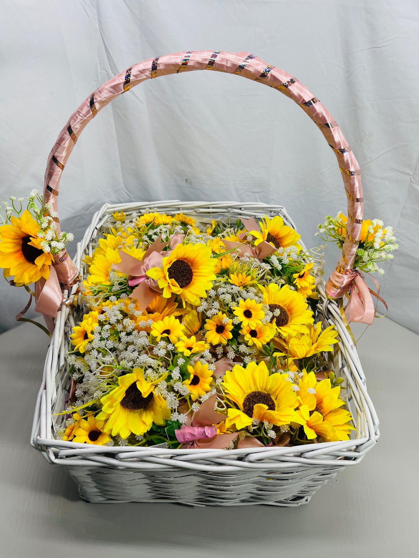 HANDMADE Sunflower Wedding Boutonniere set 113 Ready to Wear with Basket