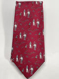 Vintage Mens Neck Tie Kent & Curwen Burgundy Golf Theme 100% Silk
