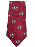Vintage Mens Neck Tie Kent & Curwen Burgundy Golf Theme 100% Silk