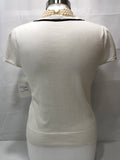 Heritage 1989 SHort Sleeve Sweater White with Black Lace Front Juniors M